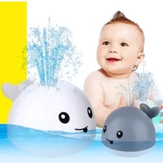 Juguete de baño ballena lanza agua con luz.